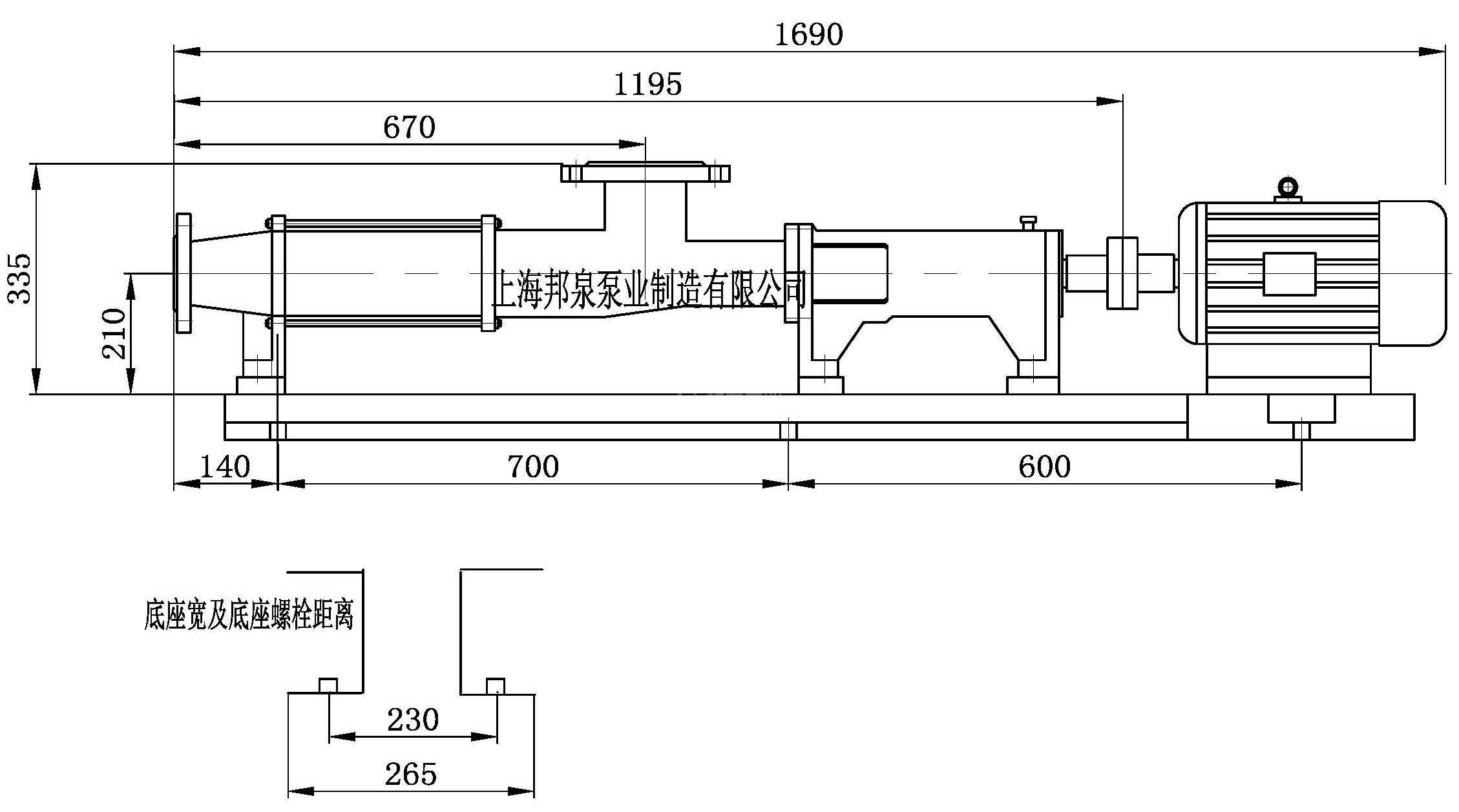 上海银河999小玛丽水果游戏泵业G25-2螺杆泵外形安装尺寸图